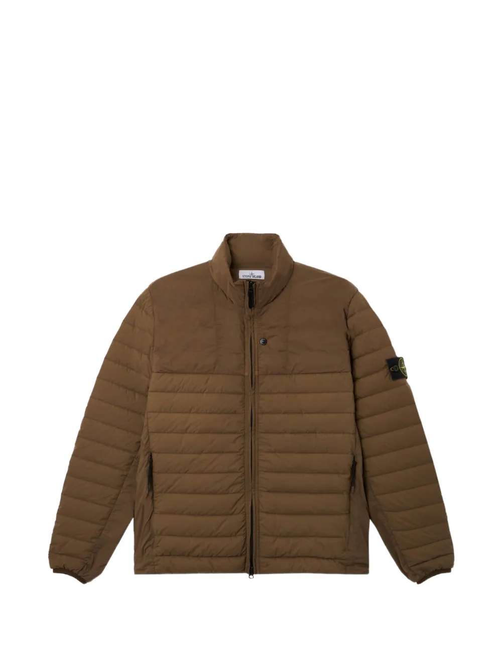Stone Island logo-patch quilted jacket - Brown