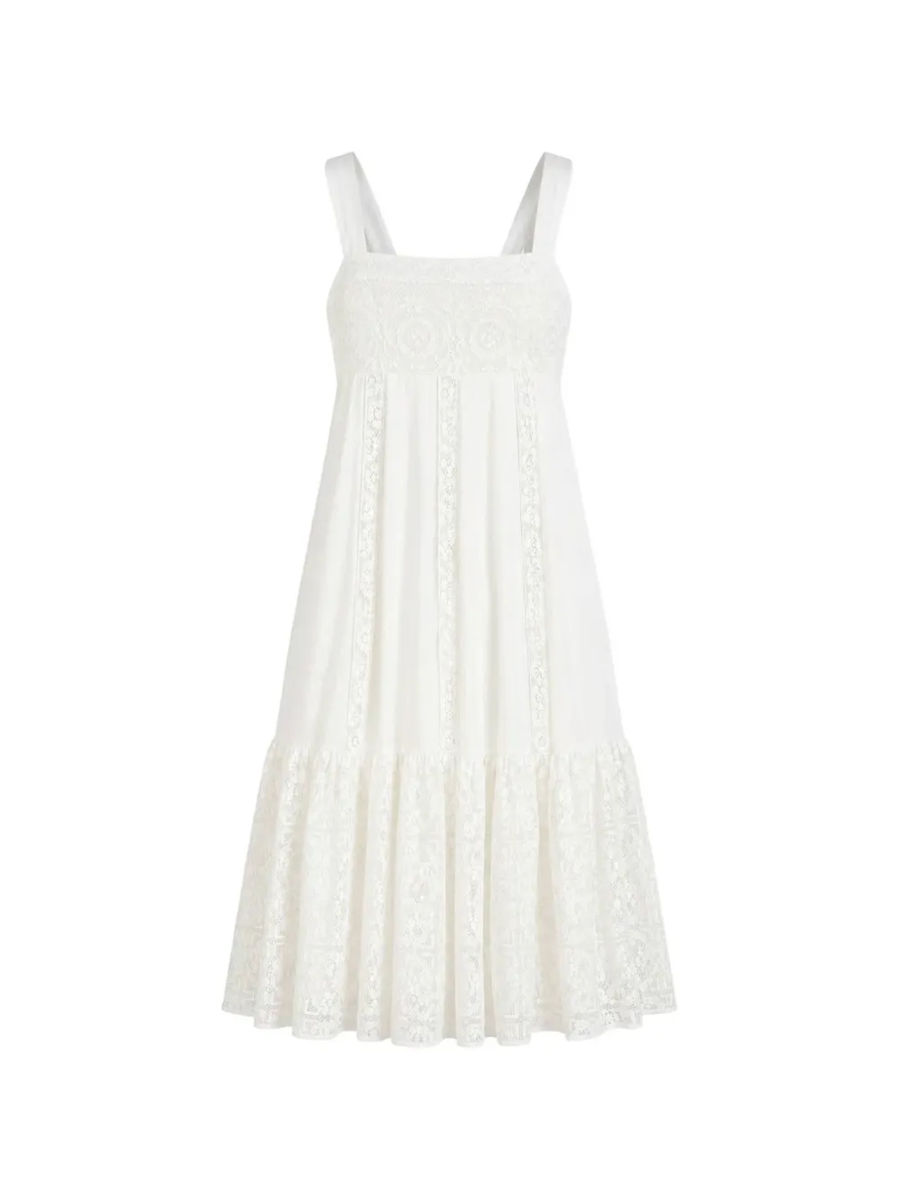 Semicouture lace-panelled tiered maxi dress - Bianco