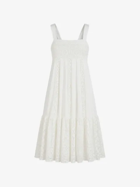 Semicouture lace-panelled tiered maxi dress