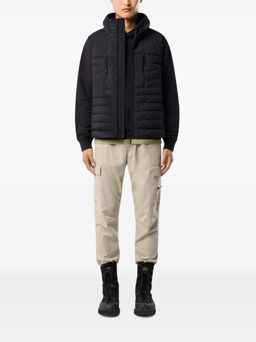 Stone Island G100011 naadloze nylon bodywarmer Zwart