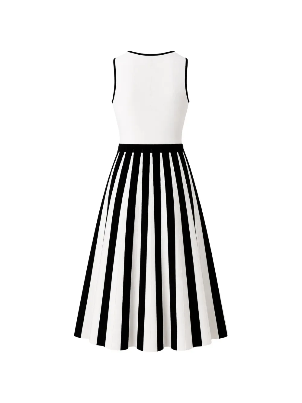 BOSS Gestreepte geribbelde maxi-dress Wit