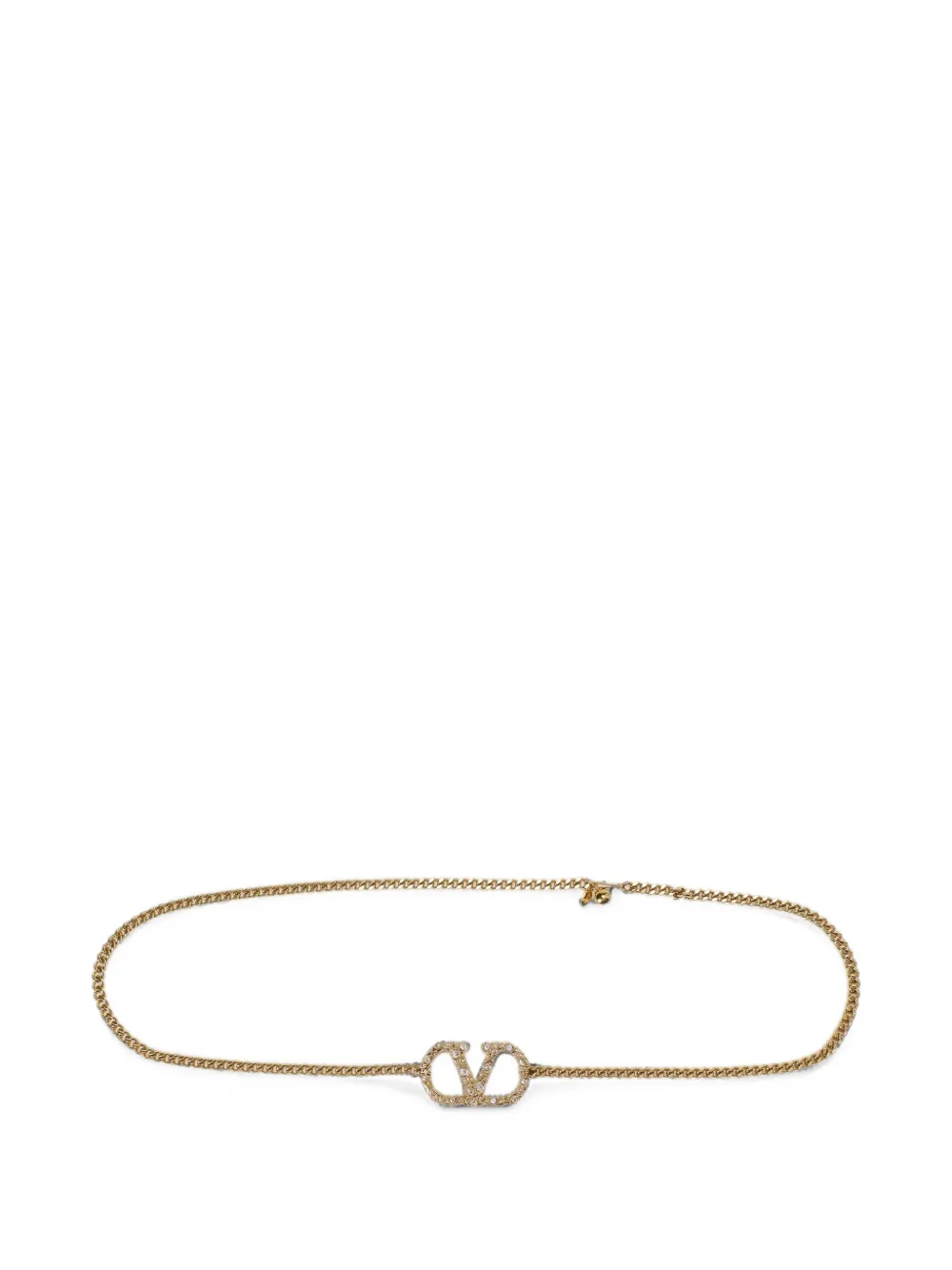 Valentino Garavani VLogo Signature crystal-embellished belt - Gold