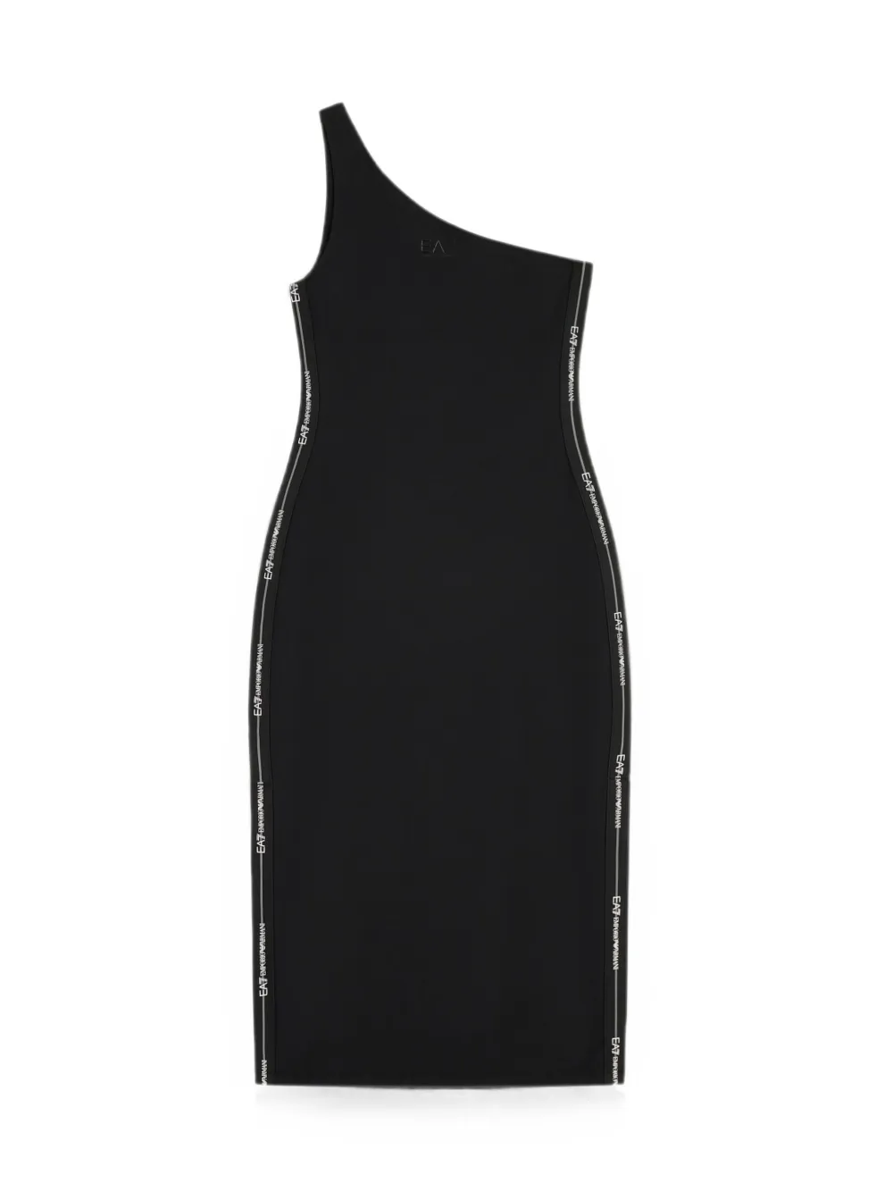 Ea7 Emporio Armani Asymmetrische midi-jurk met logoband Zwart