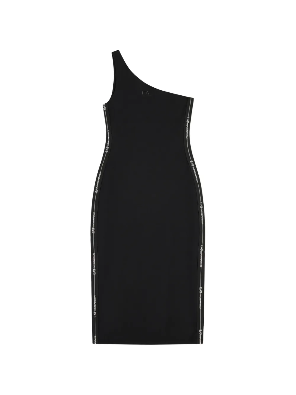 Ea7 Emporio Armani one-shoulder logo-tape midi dress