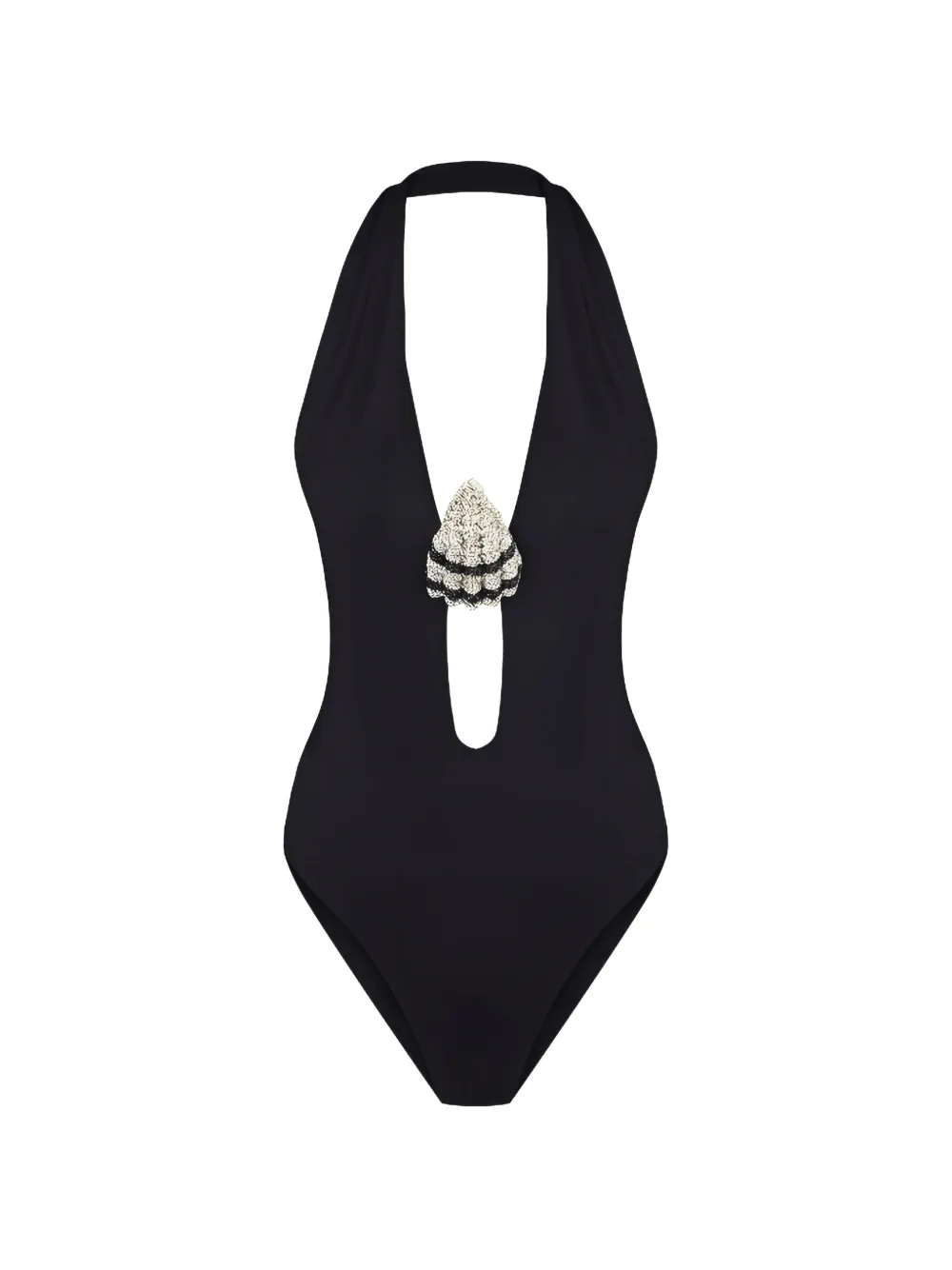 Nuè crystal-embellished halterneck swimsuit - Nero