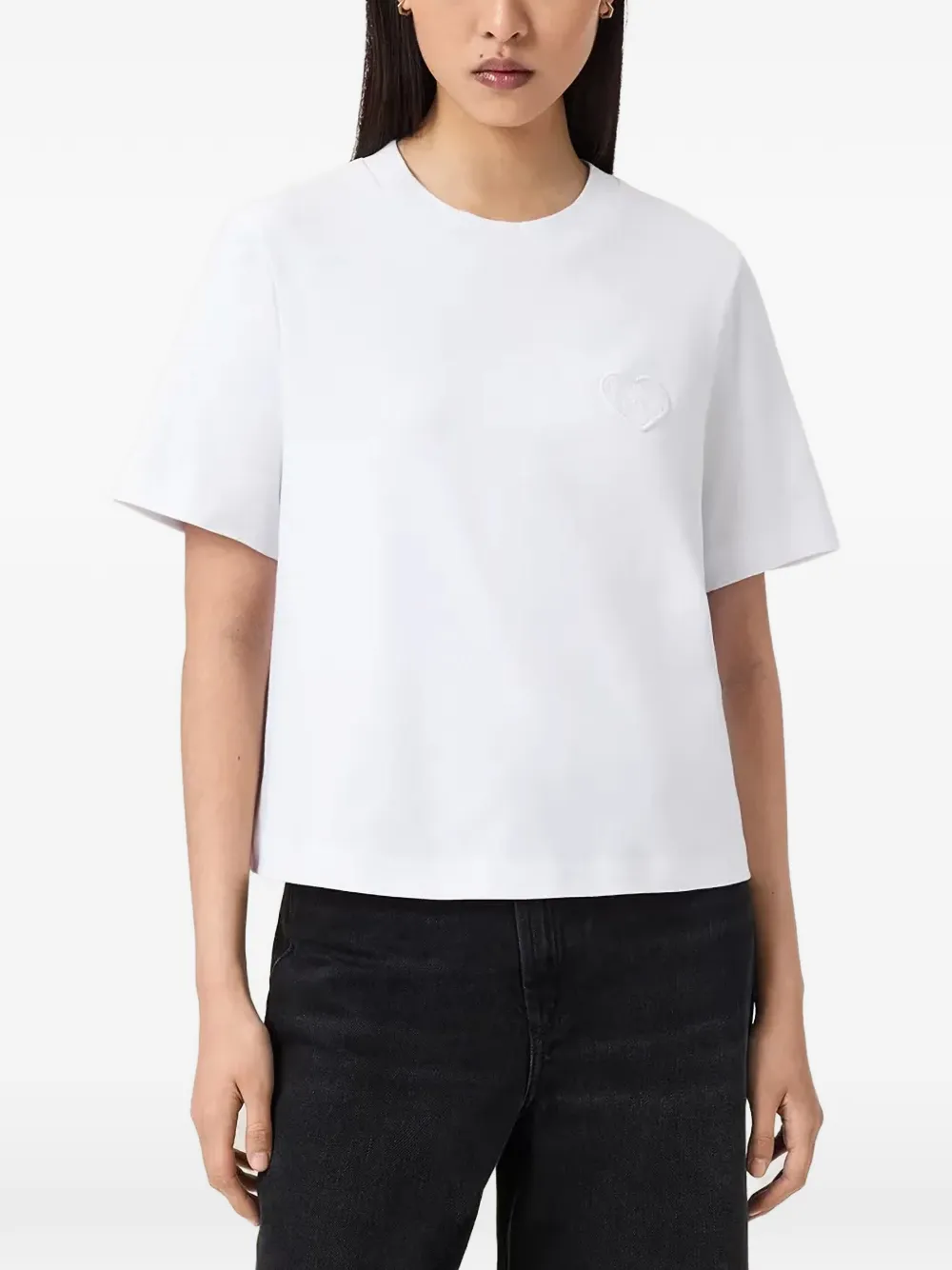 AllSaints Lover Lisa T-Shirt mit Herz-Patch - Weiß