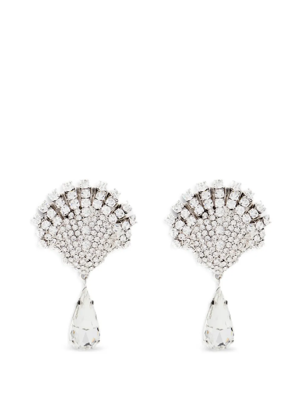 Alessandra Rich crystal shell-motif drop earrings - Silver