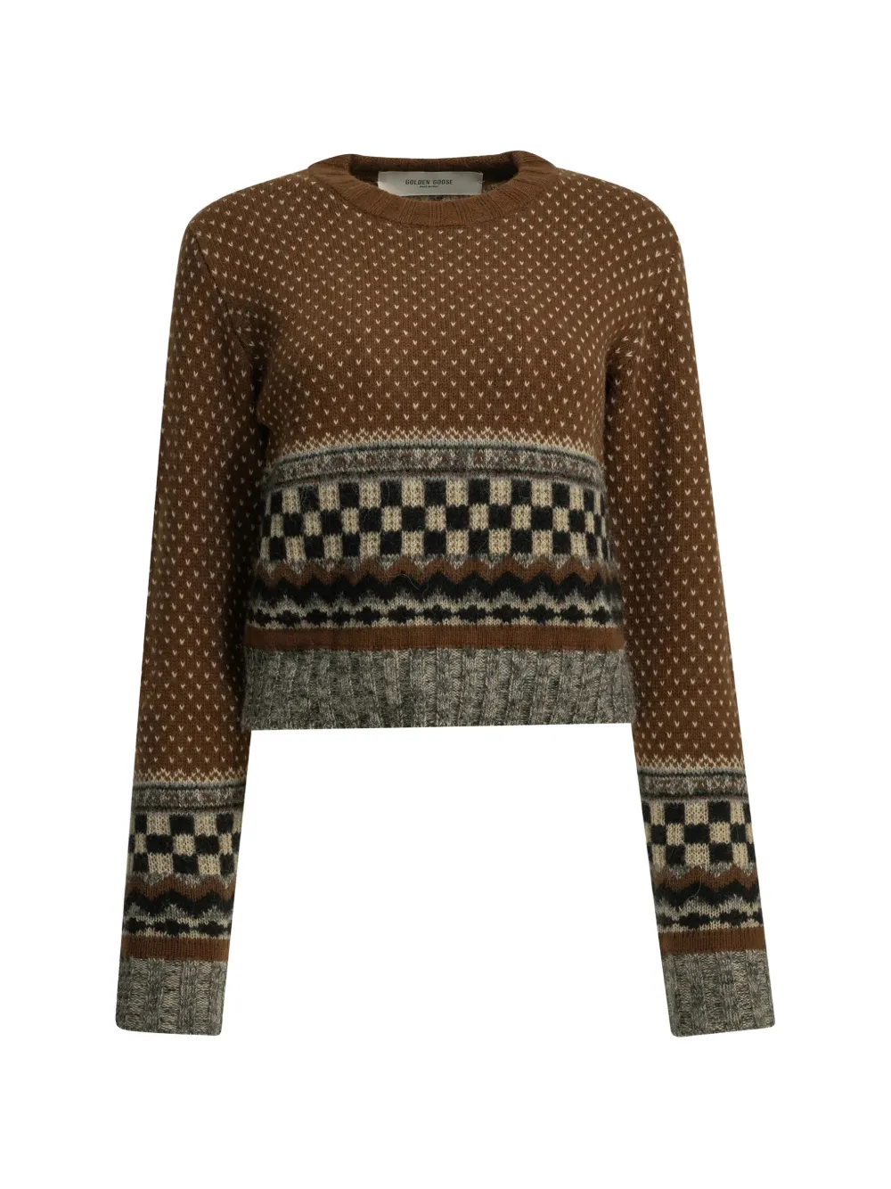 Golden Goose intarsia-knit checkerboard sweater - Braun