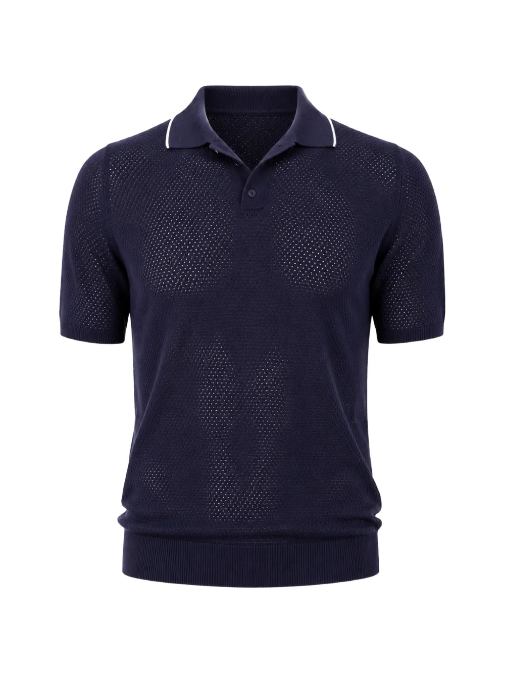 AMARANTO perforated-knit polo shirt - Blu