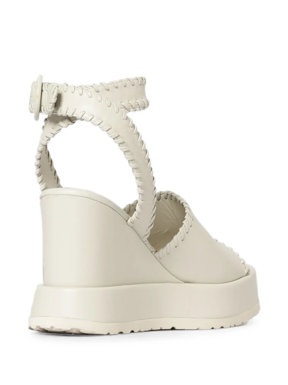 Paloma Barceló Manun whipstitch-trim wedge sandals Beige