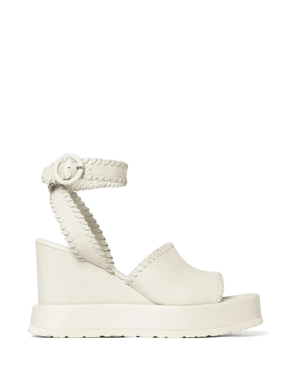 Paloma Barceló Manun whipstitch-trim wedge sandals Beige