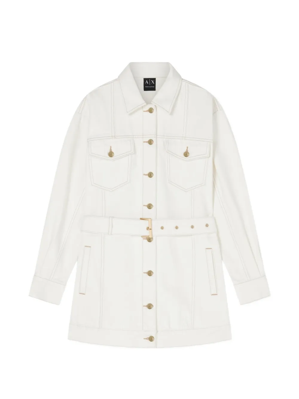 Emporio Armani Giacca denim con cintura - Bianco
