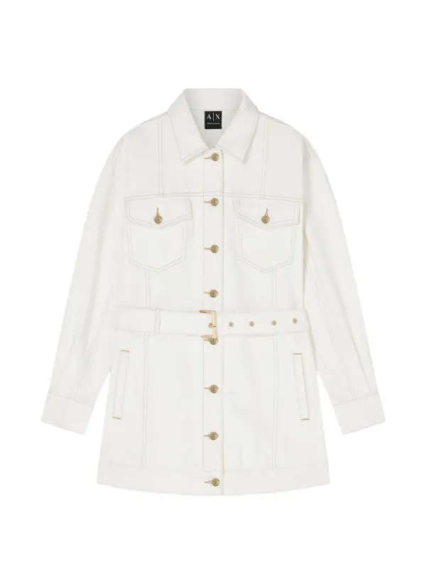 Emporio Armani Rigid Denim Jacket in White