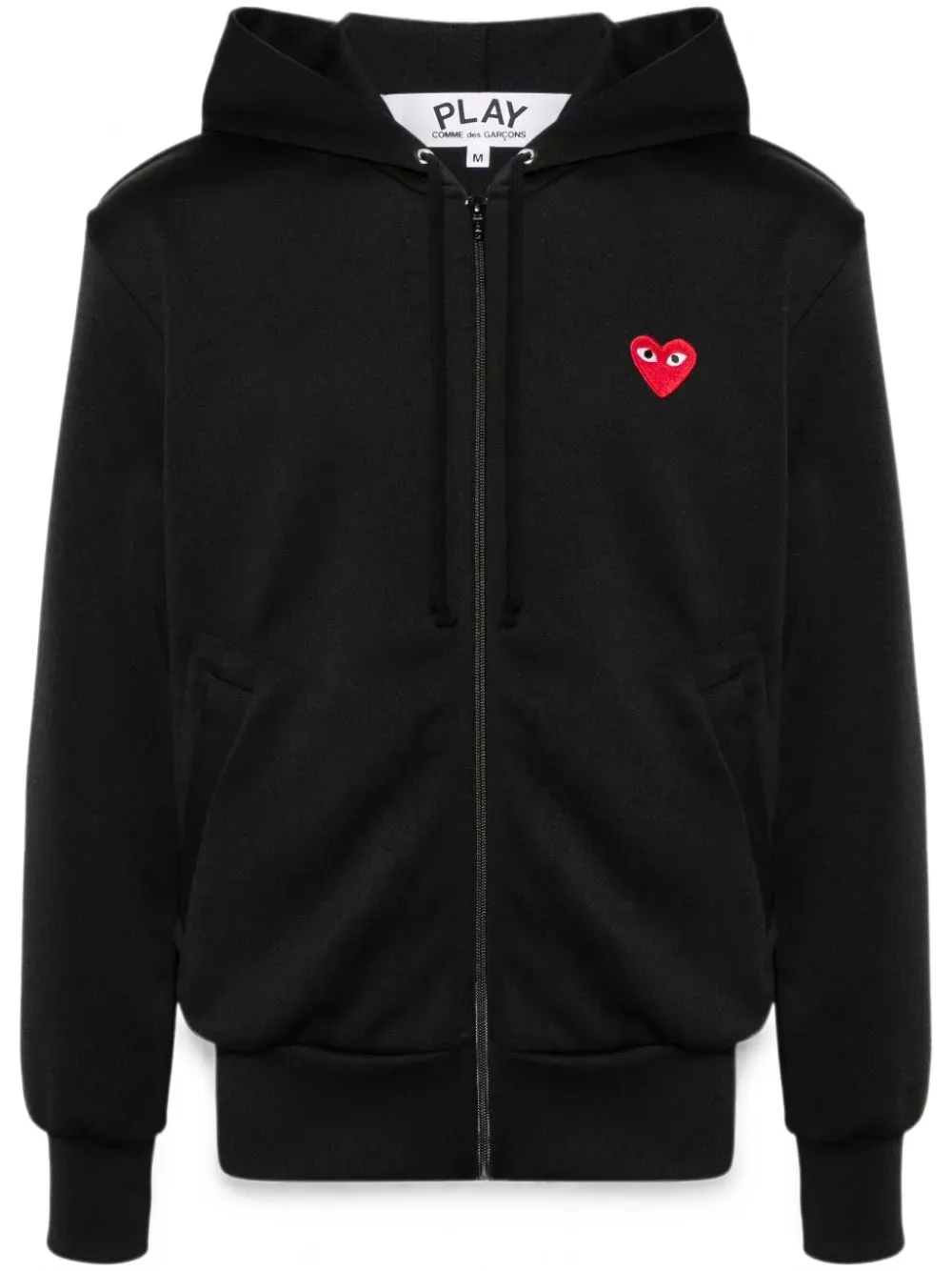 Comme Des Garçons Hoodie met rits en hartpatch Zwart