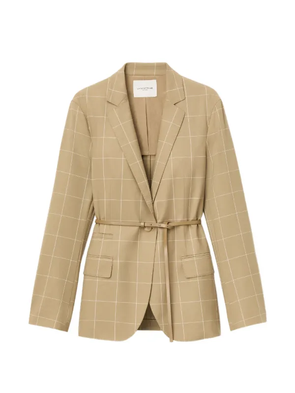 Lafayette 148 Neapolitan Belted Checked Jacket in Neutrals