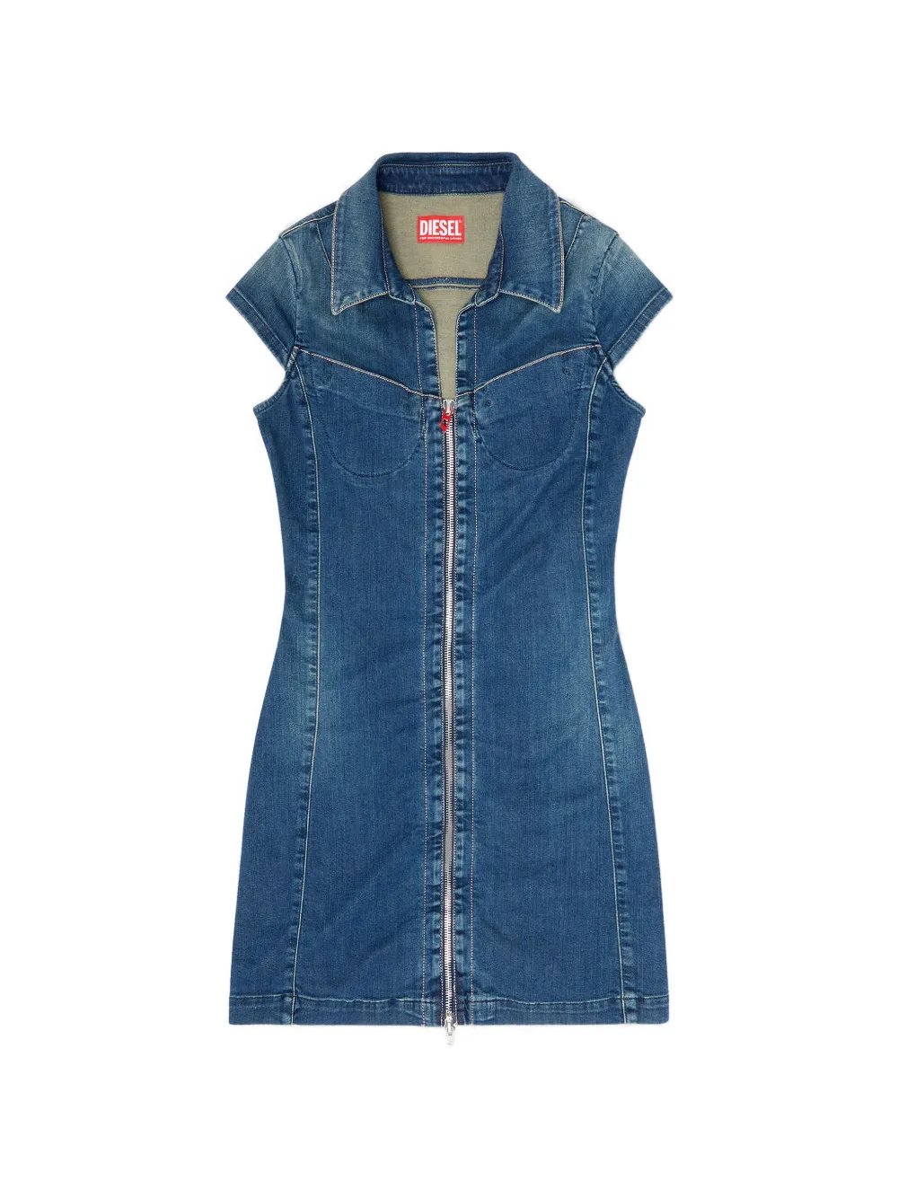 Diesel zip-up denim mini dress - Blu
