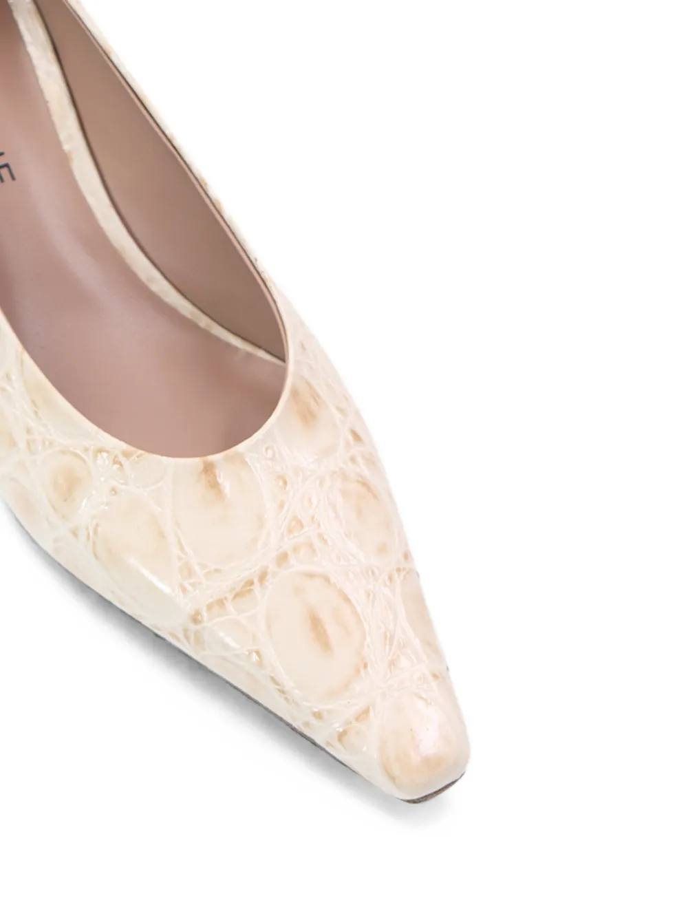 Notabene crocodile-effect square-toe pumps Beige