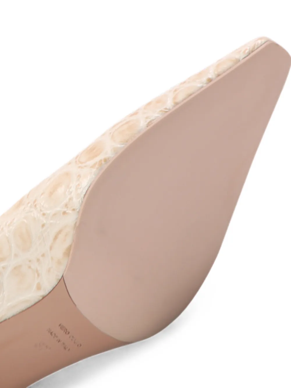 Notabene crocodile-effect square-toe pumps Beige