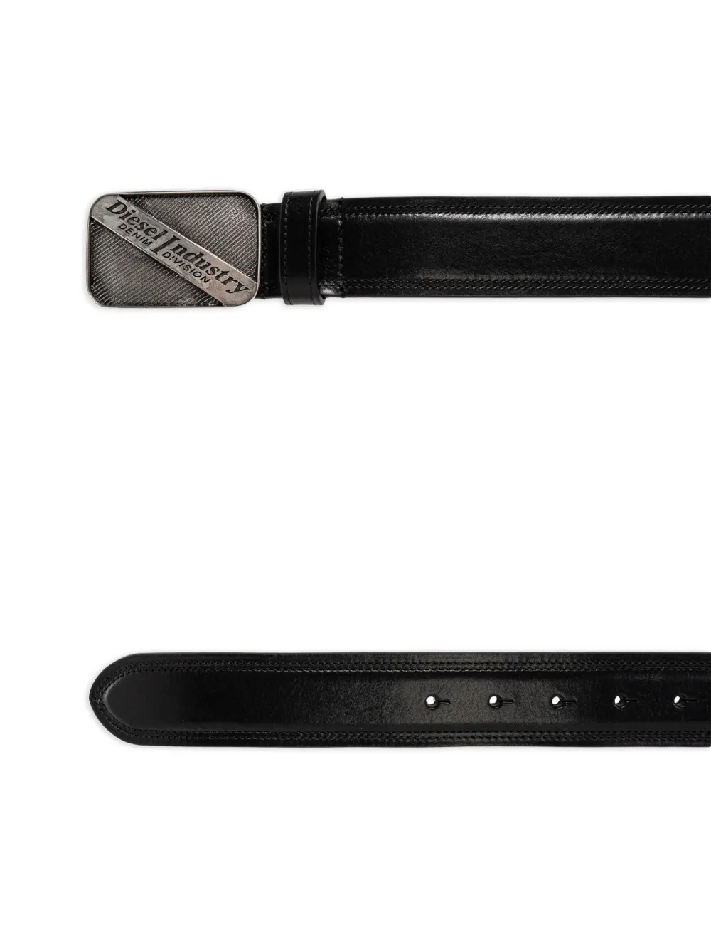 Diesel B-Industry leren riem met logo Zwart