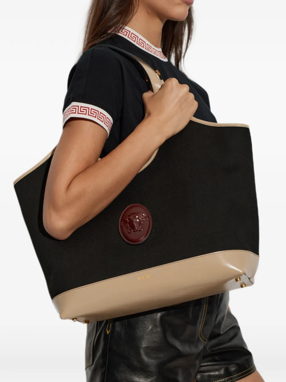 Versace Grote Rivière canvas shopper Zwart