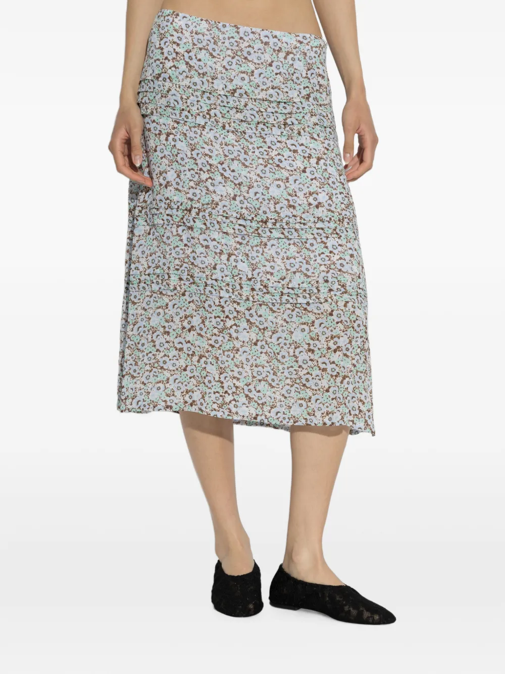 Tory Burch Midi-rok met bloemenprint Blauw