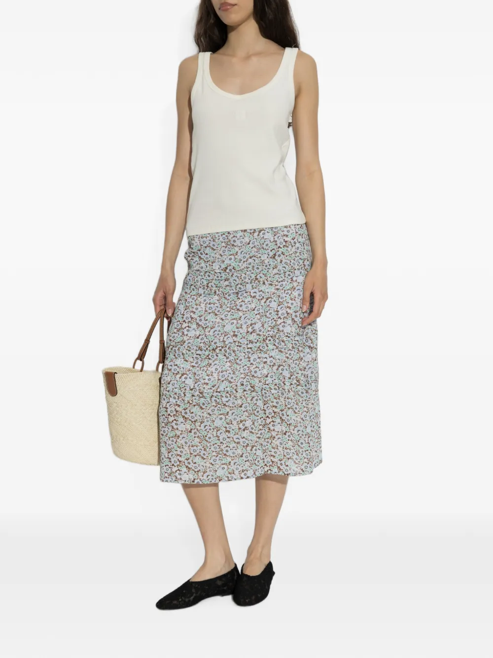 Tory Burch Midi-rok met bloemenprint Blauw