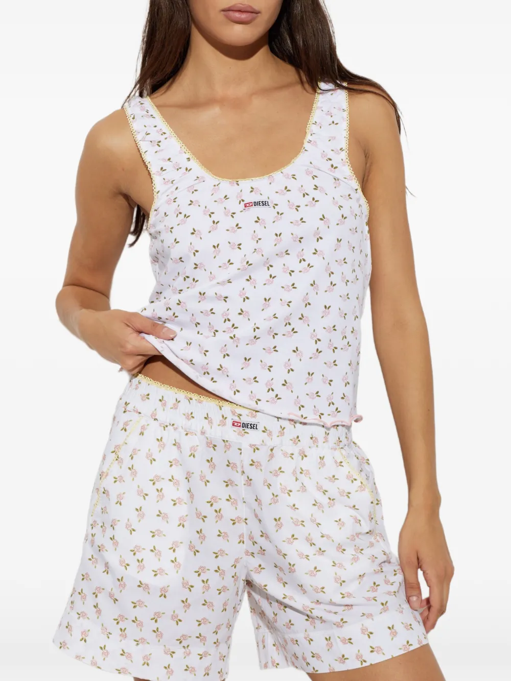 Diesel Pansy-D-Core pyjamashorts met bloemenprint Wit