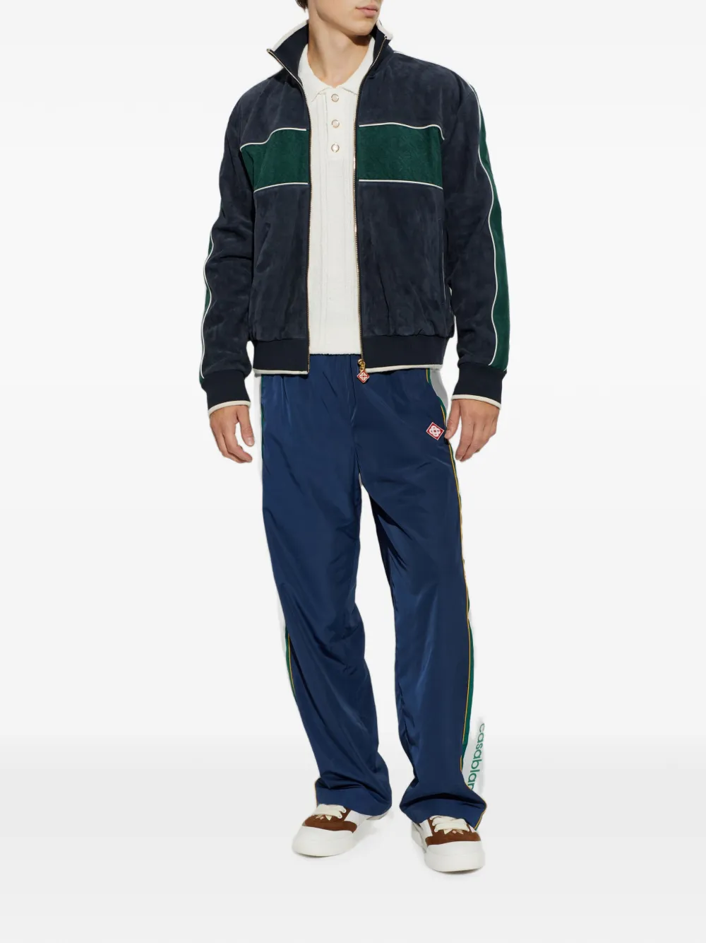 Casablanca Suède sportjack met monogram-print Blauw