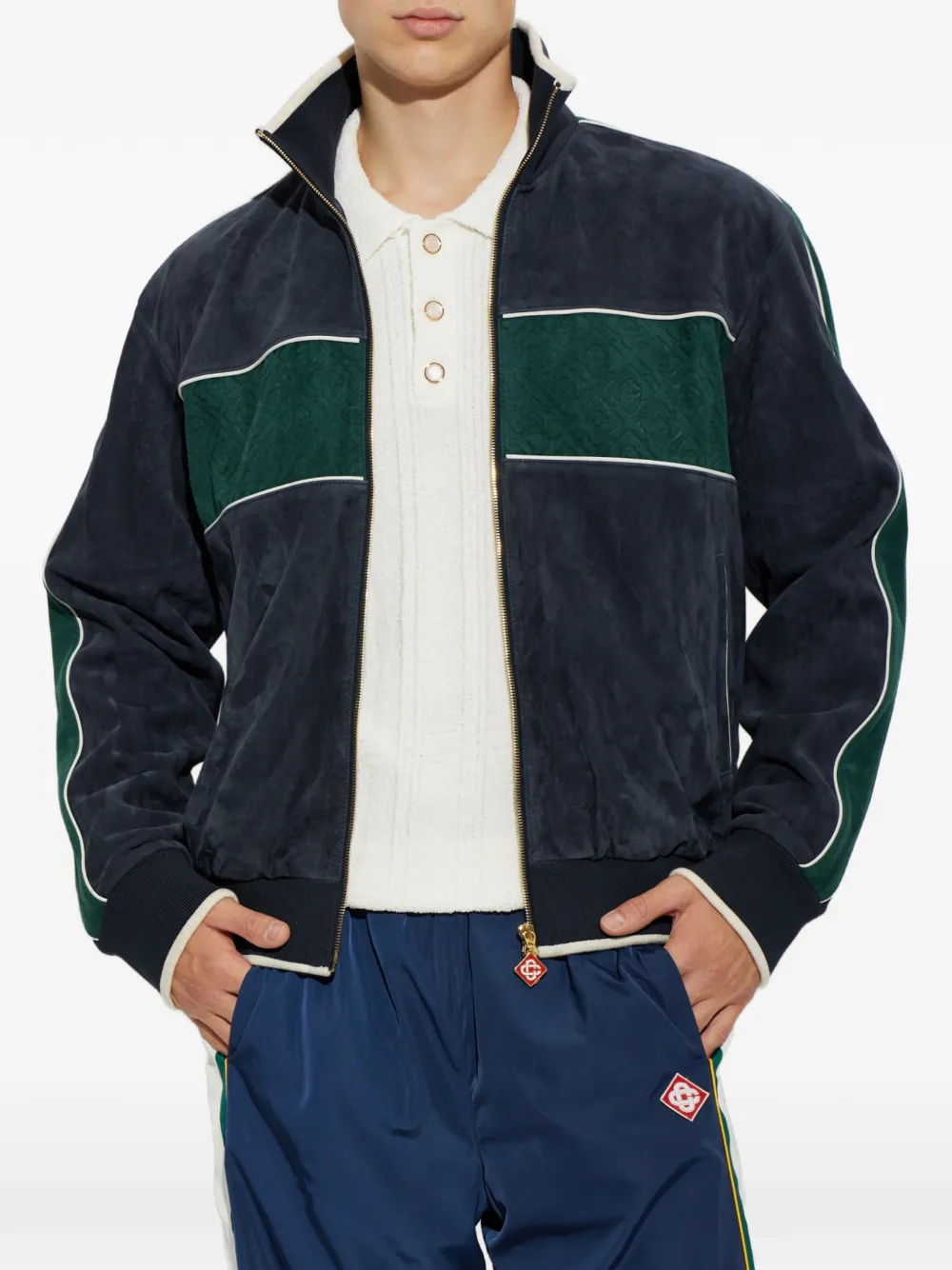 Casablanca Suède sportjack met monogram-print Blauw