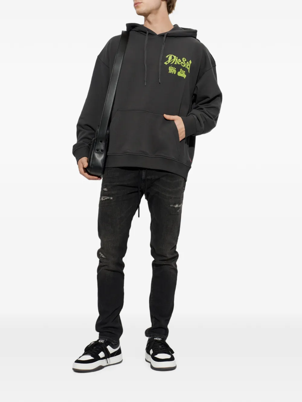 Diesel E-Krooley Jogg jeans met gerafeld effect Zwart