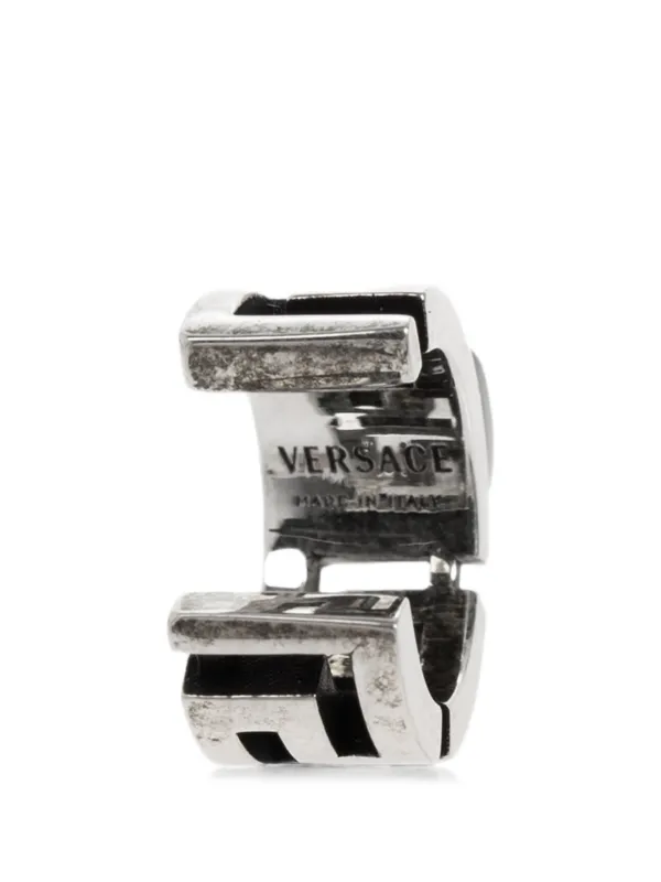 Versace Greca Stone-embellished Ear Cuff in Silver