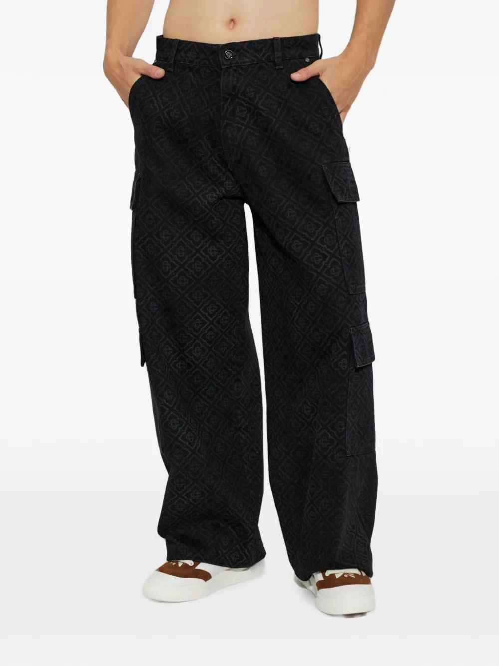 Casablanca Cargo jeans met monogram-print Zwart