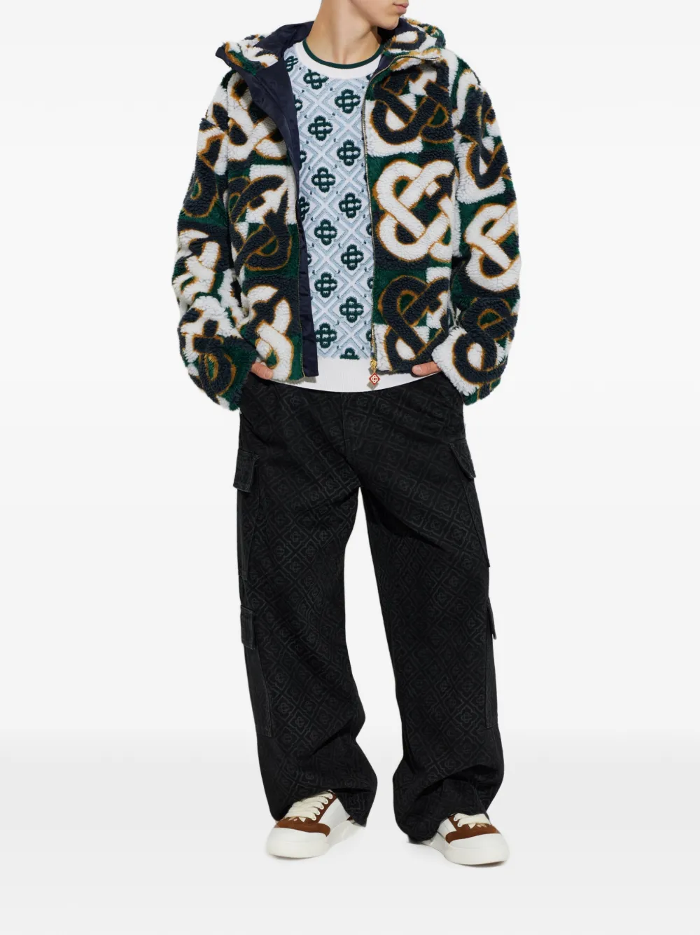 Casablanca Cargo jeans met monogram-print Zwart