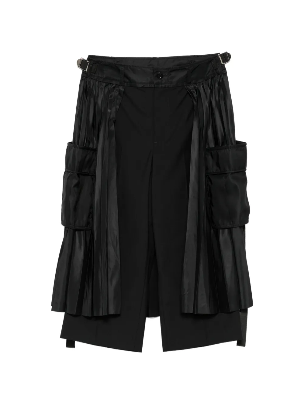 sacai pleated-overlay cropped trousers