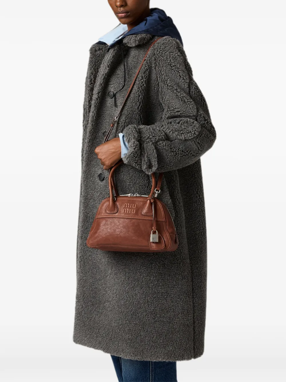 Miu Vivant nappa leren tas Bruin