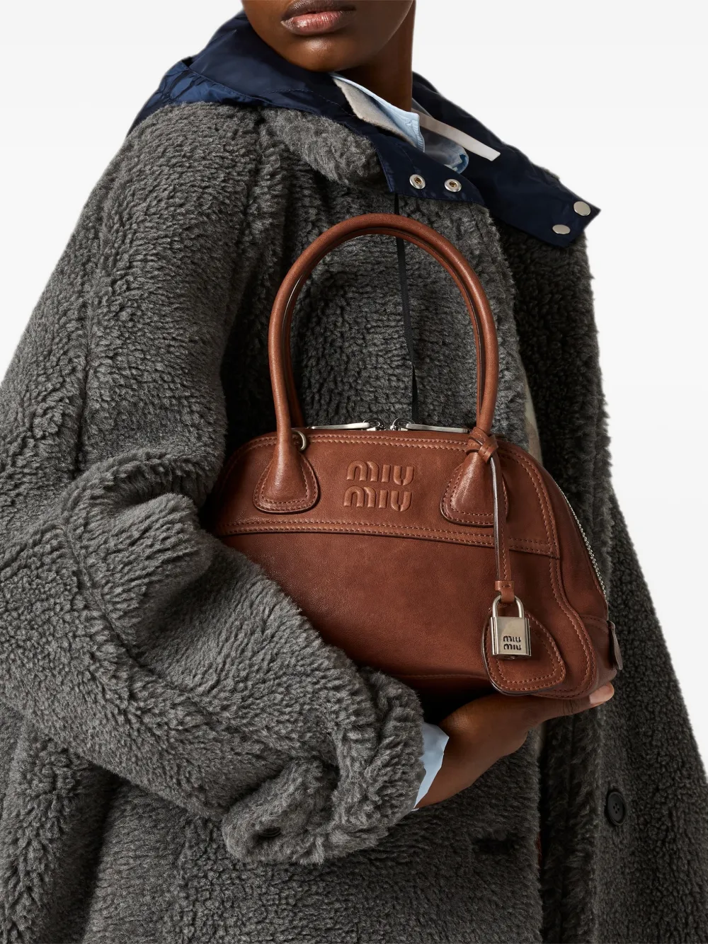 Miu Vivant nappa leren tas Bruin