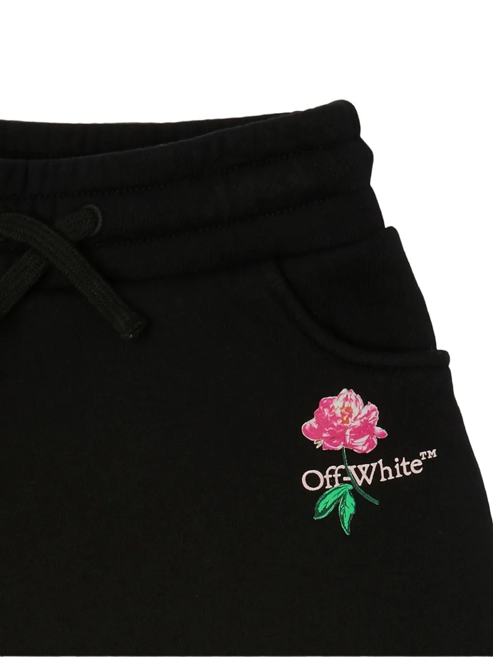 Off-White Kids logo-print drawstring skirt Zwart