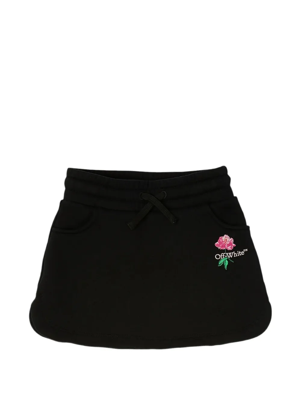 Off-White Kids logo-print drawstring skirt - Nero