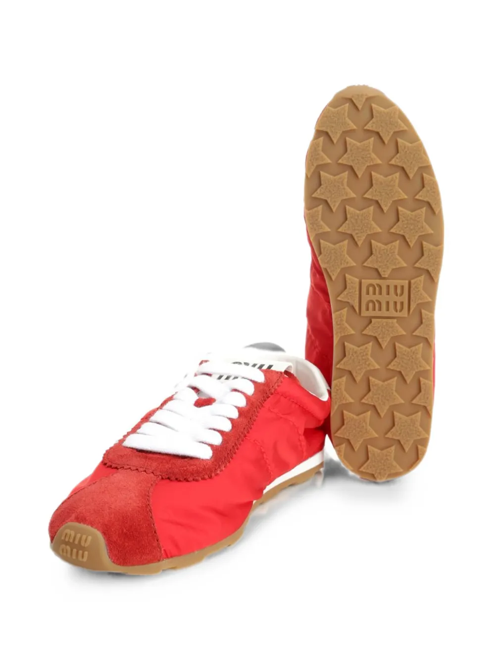Miu Plume panelled sneakers Rood