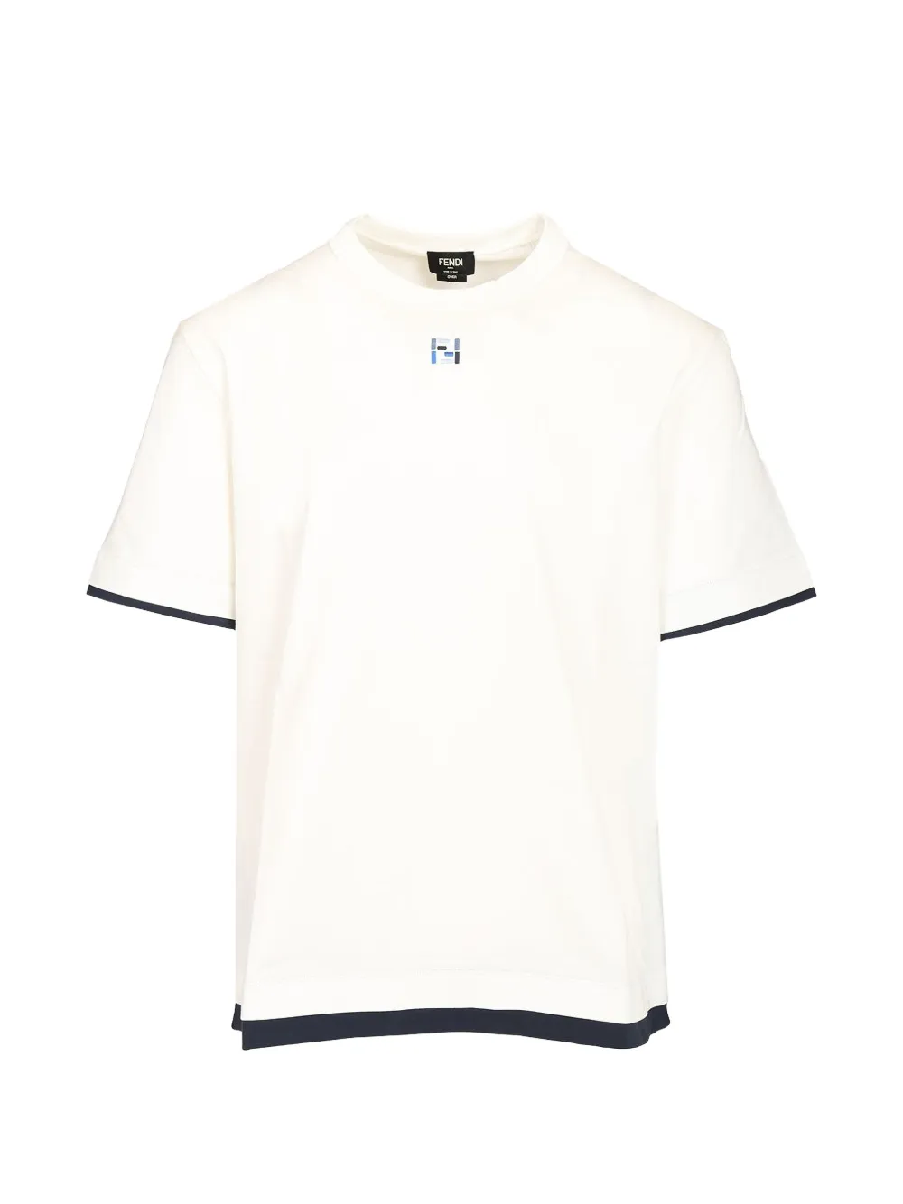 FENDI embroidered-logo layered-detail T-shirt - Bianco