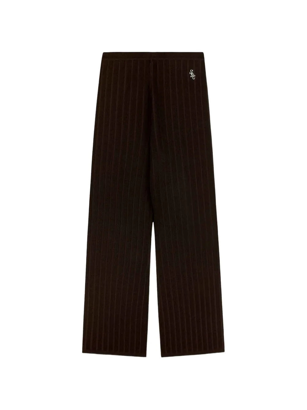 Sporty & Rich ribbed logo-embroidered palazzo pants - Brown