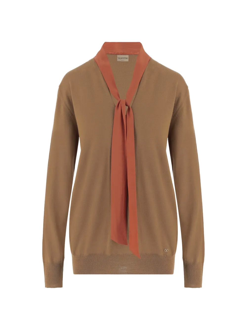 Valentino Garavani bow-detail V-neck sweater - Nude