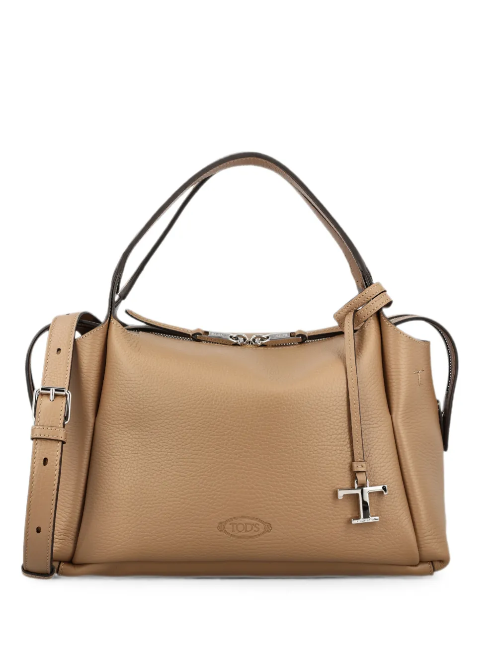 Tod's T Timeless pebbled leather tote bag - Neutrals