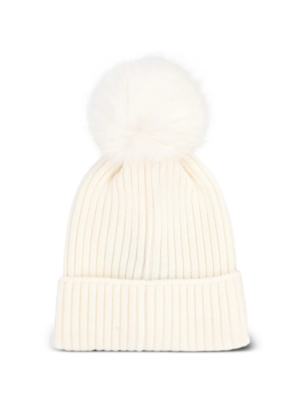Moncler Enfant Ribgebreide muts met pompon Beige