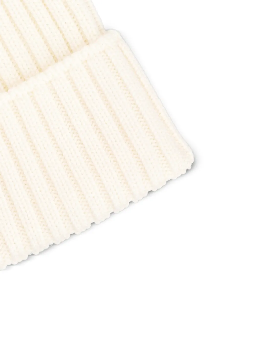 Moncler Enfant Ribgebreide muts met pompon Beige