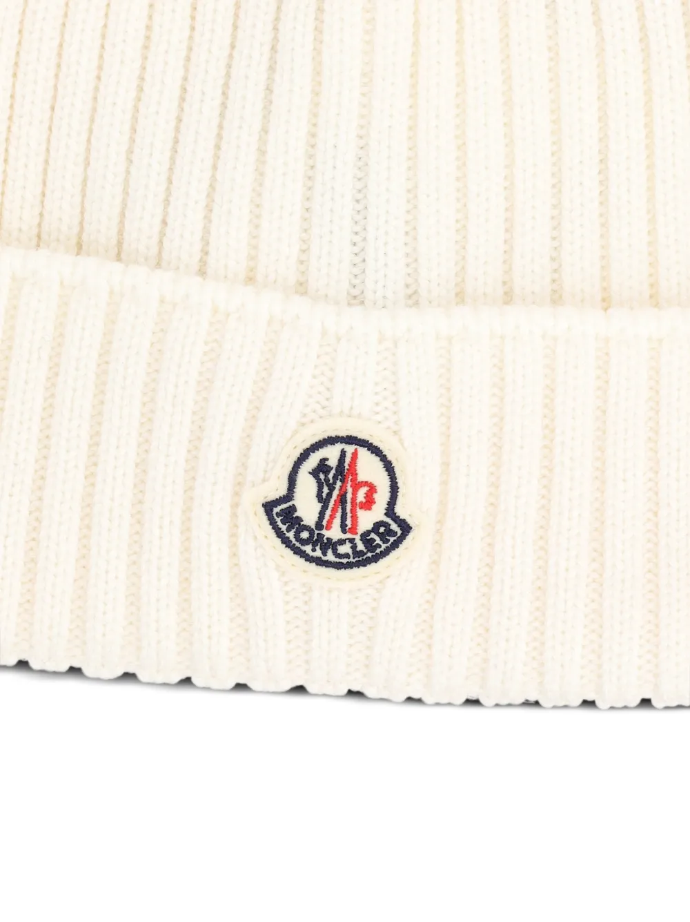Moncler Enfant Ribgebreide muts met pompon Beige