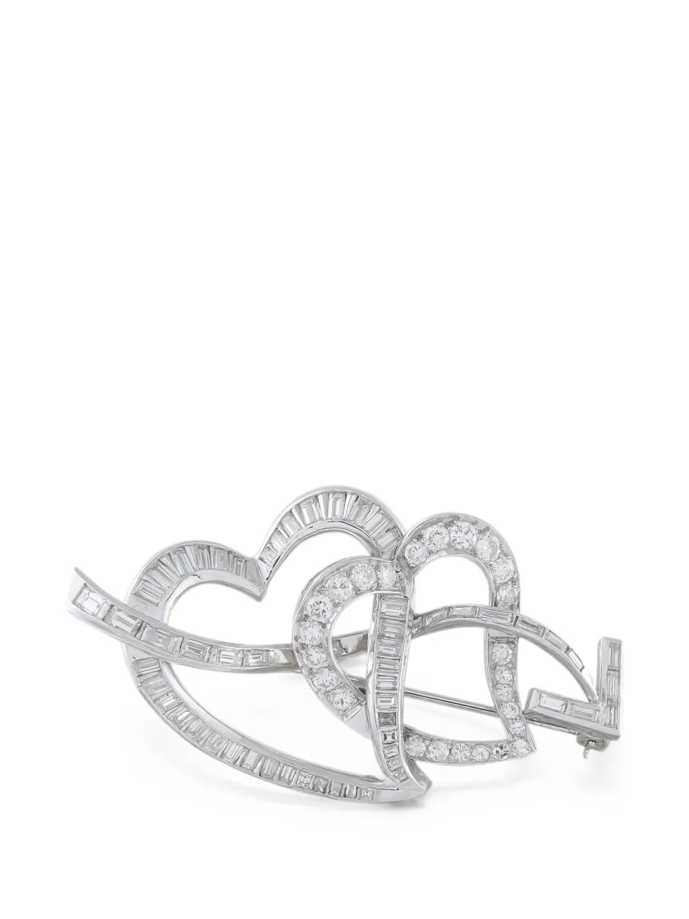 LB Exclusive diamond interlocking-heart brooch - Silber