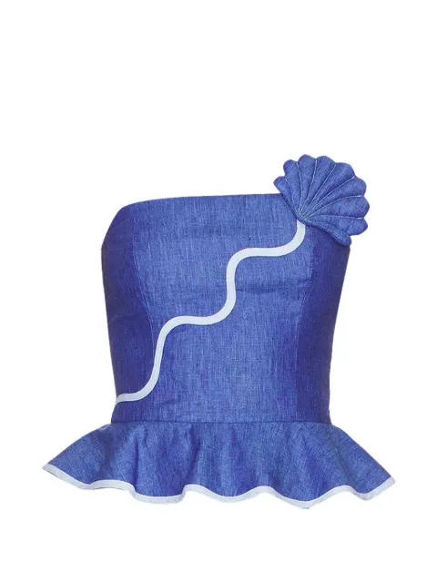 AZULU Vaiana shell-embellished peplum top