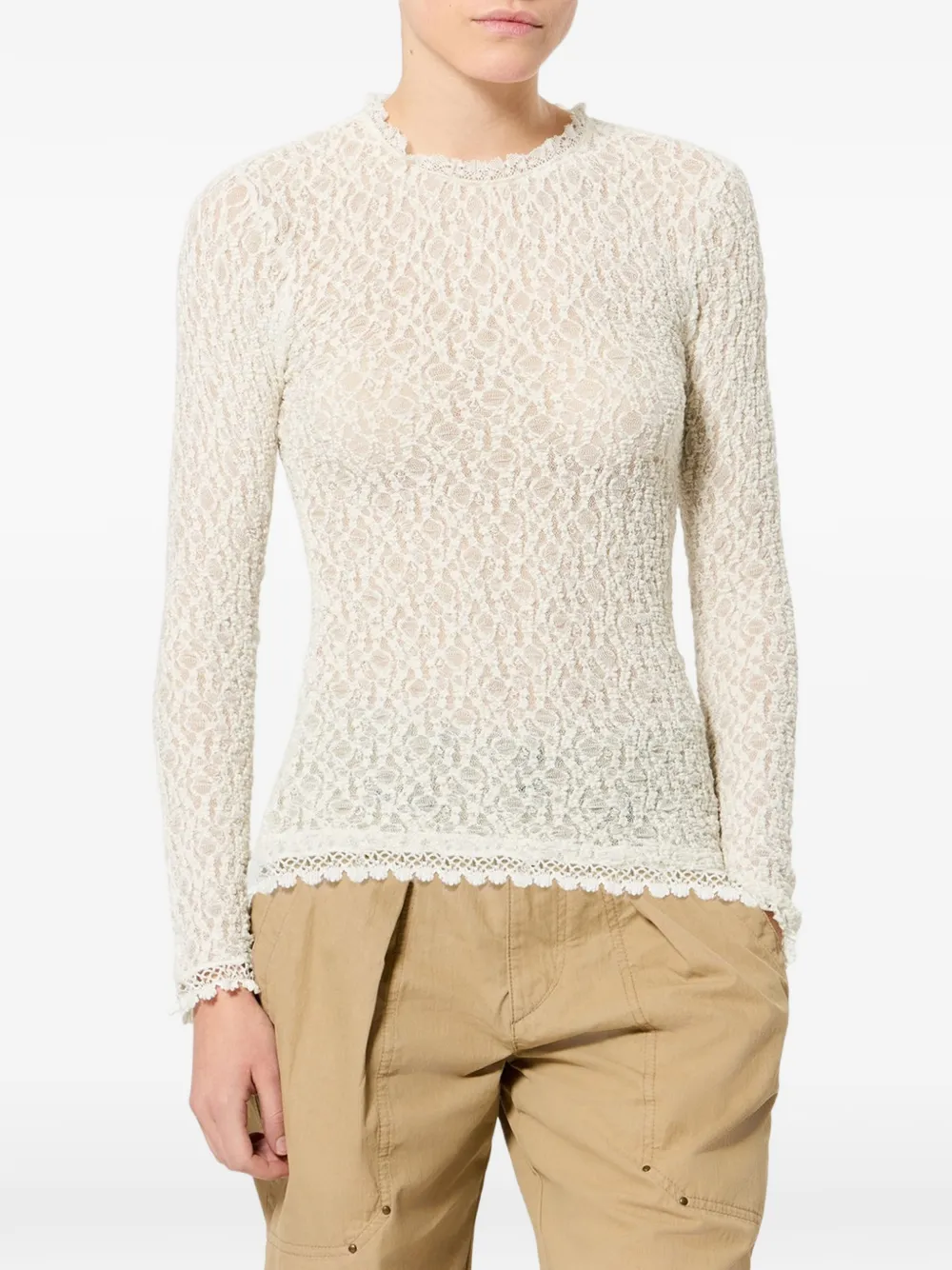 ISABEL MARANT Trui met gehaakte afwerking en kant Wit
