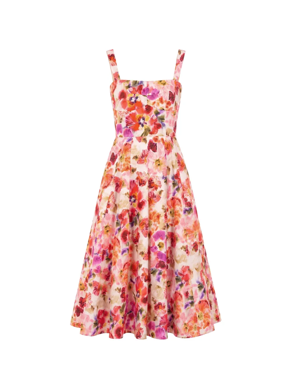 Saloni Sabrina floral-print midi dress - Pink
